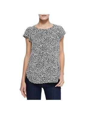 DIANE VON FURSTENBERG Women’s ‘Edna’ Silk Blouse In Black/White-Size 8